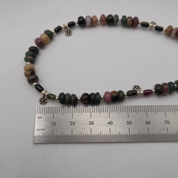 10 Inch Sterling Silver Various Semi Precious Stones Ankle Bracelet B477 - Picture 5 of 6